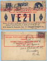 1934 Vintage Cartoon Art Postcard QSL Osmind Sargent VE2II, 2cent Canadian Stamp - £27.28 GBP