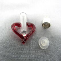 Red Heart Glass Vial 1 inch Bottle Charm Cremation Ashes Pendant Instruc... - $10.88