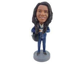 Custom Bobblehead Female mail carrier wearing a jacket with a bag over her shoul - £69.74 GBP