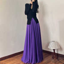 Purple Floor Length Chiffon Skirt Summer Women Plus Size Chiffon Maxi Skirts image 2