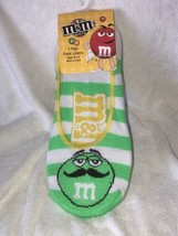 Green M&amp;M&#39;s Foot Liner Size 9-11 Misprint with mustache - $24.18