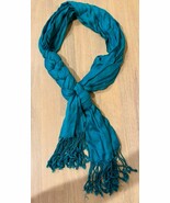 Braided Scarf with Fringe  Vibrant Teal 48” Braided - $291.58 MXN