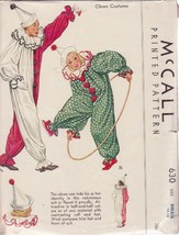 McCALL&#39;S VINTAGE 1938 PRINTED PATTERN 630 SZ SM 14/16 ADULT&#39;S CLOWN COST... - $16.20