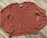 LOFT V-Neck Sweater Soft Fluffy Size Large Orange Fall Autumn Cozy - $14.49