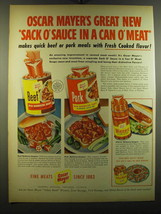 1950 Oscar Mayer Ad - Wieners, Beef, Pork Sack o&#39;Sauce - £14.61 GBP