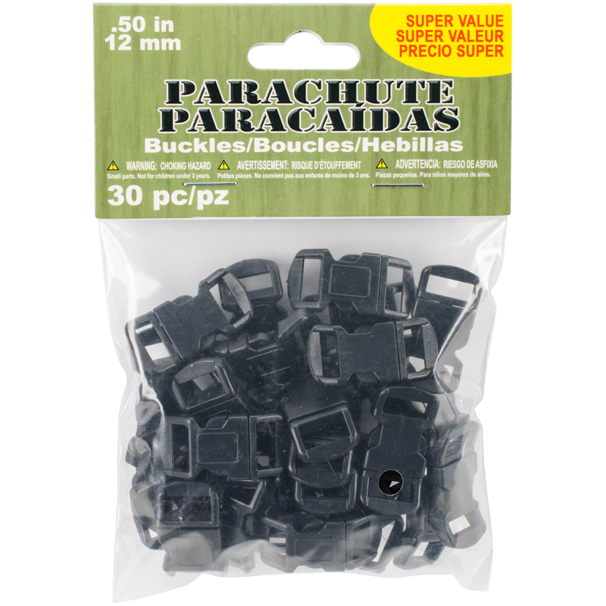 Parachute Cord Buckles 12mm 30/Pkg   - $16.79