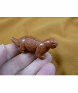 Y-DIN-BR-565) Orange APATOSAURUS dinosaur BRONTOSAURUS gemstone carving ... - $19.99