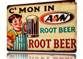 A&amp;W Rectangle Rectangular Aluminum Retro Remake Sign  12x8 L - $34.84 CAD