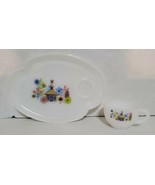 Vintage Federal Milk Glass Snack Plate Cup Set Rare Chalet 1950s 3 Plate... - £55.57 GBP