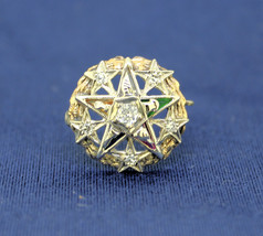 1/6 Ct Diamond Eastern Star Pin / Brooch Real Solid 10 K Gold 2.1 G - £313.34 GBP