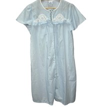 Vintage Katie O&#39;Brian housecoat Robe Duster Baby Blue Lace Short Sleeve ... - £19.36 GBP