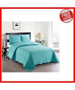 Luxurious 3-Piece Oversized Aqua Blue Bedspread Set for King/California ... - $914.25 MXN