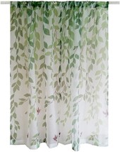 Green Tree Leaves Design Window Tulle Voile Gauze Door Curtain Birds Drape Panel - $40.96