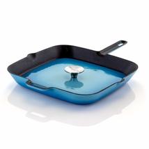Megachef Enamel Cast Iron Pan with Matching Grill Press, 11 Inch, Red - £49.05 GBP