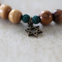 Olive Wood, Lava Beads with Star of David Charm, A Healing Bracelet Gift For Him - £31.92 GBP