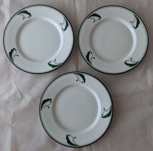 Lot 3 DANSK FLORA Bayberry 8&quot; Dessert Bread  Plates White Green Round Portugal - £23.72 GBP