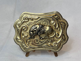 Western Style Belt Buckle Horse Saddled Bucking Equine Etched Metal Relief - £23.70 GBP