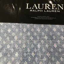 Lauren Ralph Lauren Gavin Diamond 4pc Queen Sheet Set Blue Nip $250 - £78.71 GBP