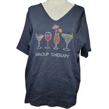 Black V Neck Bedazzled Group Therapy Cocktail Shirt Size XL - $24.75