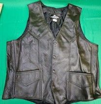 Western Express Leather Vest Black Medium Snap Buttons Cowboy Biker West... - £36.31 GBP