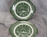 Royal Colonial Homestead Handled Cake Plates Green 10 3/8&quot; Lot of 2 - $18.61