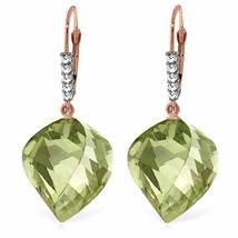 26.15 Carat 14K Solid Rose Gold Earrings Diamond Briolette Green Amethyst - £494.73 GBP