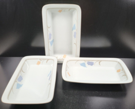 3 Dansk Belles Fleurs Taupe Rectangular Bakers Set Vintage Tivoli Japan Dish Lot - £69.11 GBP