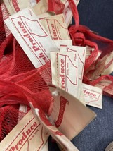 100 - Nos Vintage Vinyl Net Fresh Produce Bags Red 18” Long Select Quality - £15.79 GBP