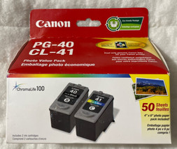 Canon 40 Black &amp; 41 Color Ink Cartridges Photo Paper Combo Pack  0615B010 Sealed - £31.84 GBP