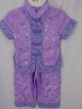 M.M. 2PC Tang Suit Infant Girls 1T Pastel Purple Shirt Pant Set Feminine Summer - £15.72 GBP