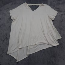 Lisa Rinna Collection Shirt Womens 2X White Short Sleeve V Neck Asymmetrical Top - £19.78 GBP
