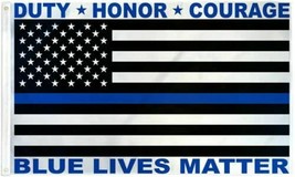 3x5 Duty Honor Courage Blue Lives Matter 3&#39;x5&#39; Printed Nylon Flag Banner - £4.71 GBP