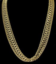 4 Chain Set 14k Gold Plated Ball Rope Franco Cuban Necklaces Hip Hop - £12.56 GBP