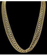 4 Chain Set 14k Gold Plated Ball Rope Franco Cuban Necklaces Hip Hop - £12.63 GBP