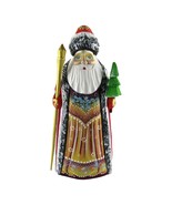 Carved Santa Claus Red 6&quot; Russian Figure Tree Staff Hand Made Linden Chr... - $60.76