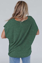 Blackish Green Crochet Lace Detail Oversized Tee - £14.55 GBP