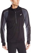 Asics Men&#39;s Run Light Half Zip Athletic Thumbholes Jacket, Black/ Flint,... - £31.71 GBP