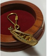 VINTAGE SOLID BRASS FISHING BOAT WITH OARS KEY RING HAND-MADE USA - £77.07 GBP
