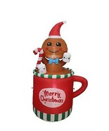 6 Foot Tall Christmas Inflatable Gingerbread Man Cocoa Mug Yard Decoration - £51.66 GBP