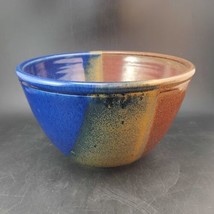 Kim Chapman Pottery Blue Gold Red Handpainted Deep Stoneware Bowl 8.25” OBO - £49.36 GBP