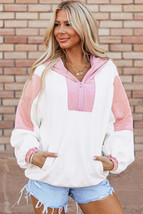 Eliza Patchwork Half Zip Oversized Sherpa Hoodie - $43.99