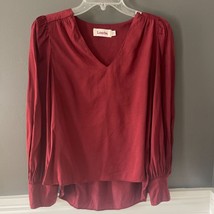 Louche Elvin Burgundy V-neck Long Puff Sleeve Blouse Top Anthropologie U... - $16.82