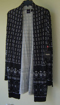 Nwt Rafaella Open Front Gray Black Cotton Long Cardigan Size M $86 - £33.08 GBP