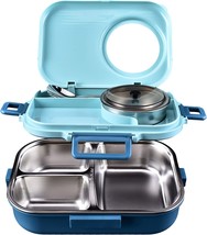 Stainless Steel bento Lunch Box,3 Compartment Food Container - £39.16 GBP