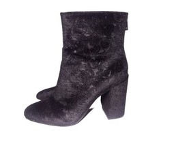 Jessica Simpson Ananida Embossed Floral Ankle Boots Sz 8.5 Black Heels Back Zip - £22.89 GBP