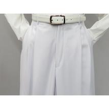 Mens Apollo  King  Banded Collarless suit Chinese Mandarin Wide leg AG98 White image 7