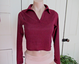 Livi by Olivia Rae top sweater cropped Jr M red ribbed long sleeves New - $15.63