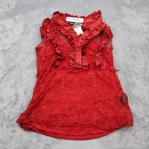 Rue21 Shirt Womens Small Lightweight Casual Red Sleeveless Ruffle Tank Top - £20.15 GBP