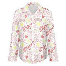 Mondxflaur Cute Love Hearts Women Long Sleeve Shirt Summer Elegant Fashionable - £19.17 GBP
