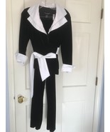 Cachet Black Velvet &amp; Satin Dressy formal Pants Suit 2 piece Medium - £59.34 GBP